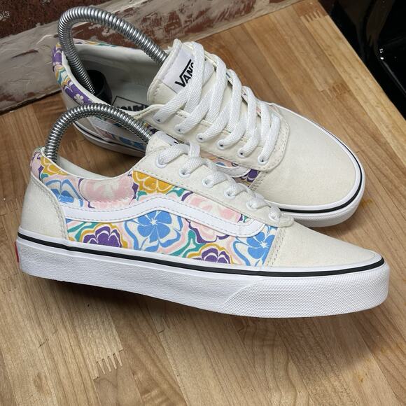 VANS Ward Psych Flora White Multi Color Floral Rare Style Size 5 - Picture 3 of 12